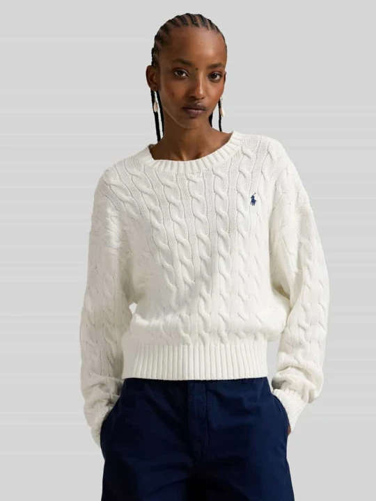 Zdjęcie produktu Regular Fit sweter dzianinowy z czystej bawełny Polo Ralph Lauren Biały