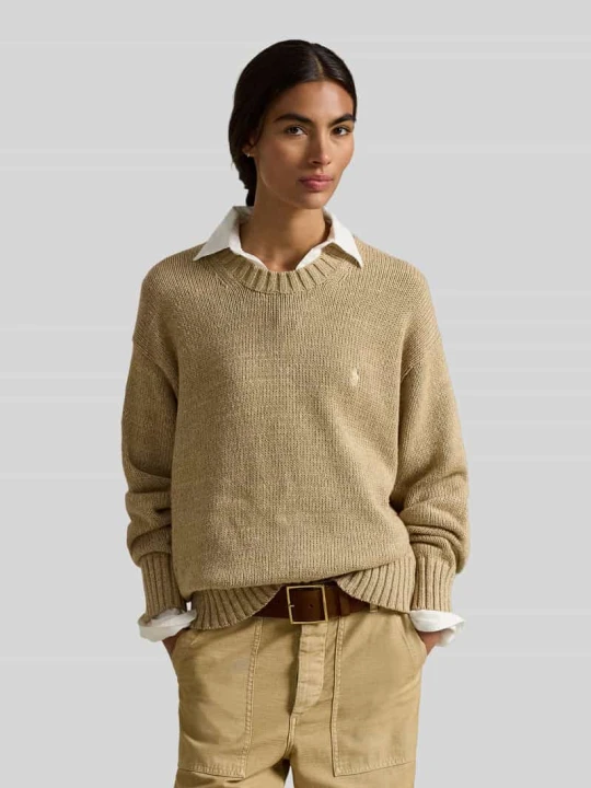 Zdjęcie produktu Regular Fit sweter dzianinowy z czystej bawełny Polo Ralph Lauren Camel melanż
