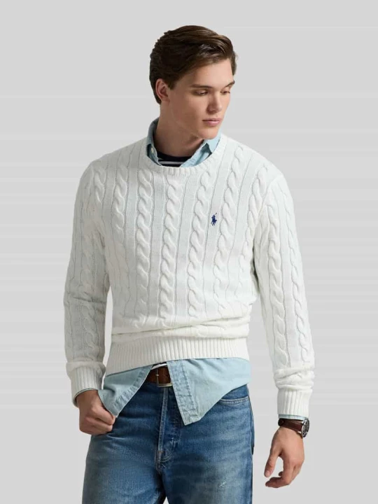 Zdjęcie produktu Regular Fit sweter dzianinowy z czystej bawełny Polo Ralph Lauren Biały