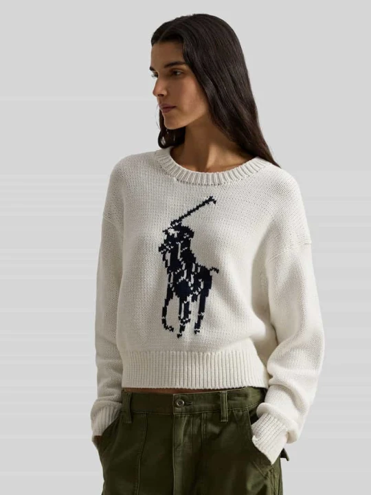 Zdjęcie produktu Regular Fit sweter dzianinowy z czystej bawełny Polo Ralph Lauren Biały