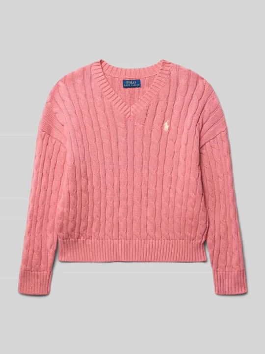 Zdjęcie produktu Sweter z dzianiny o kroju regular fit z czystej bawełny Polo Ralph Lauren Brudnoróżowy