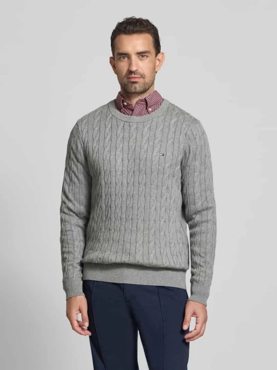 Zdjęcie produktu Sweter z dzianiny o kroju regular fit z czystej bawełny Tommy Hilfiger Jasnoszary