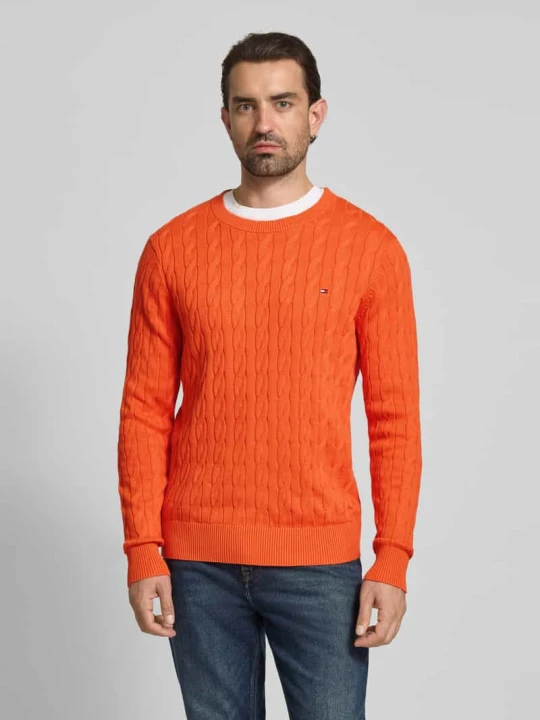 Zdjęcie produktu Sweter z dzianiny o kroju regular fit z czystej bawełny Tommy Hilfiger Pomarańczowy