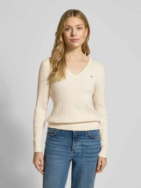 Zdjęcie produktu Sweter z dzianiny o kroju regular fit z czystej bawełny Tommy Hilfiger Biały