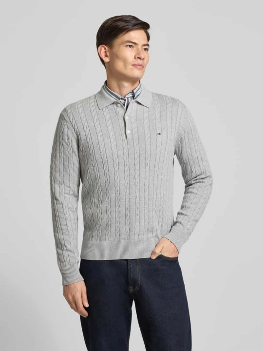 Zdjęcie produktu Regular Fit sweter dzianinowy z czystej bawełny Tommy Hilfiger Jasnoszary melanż