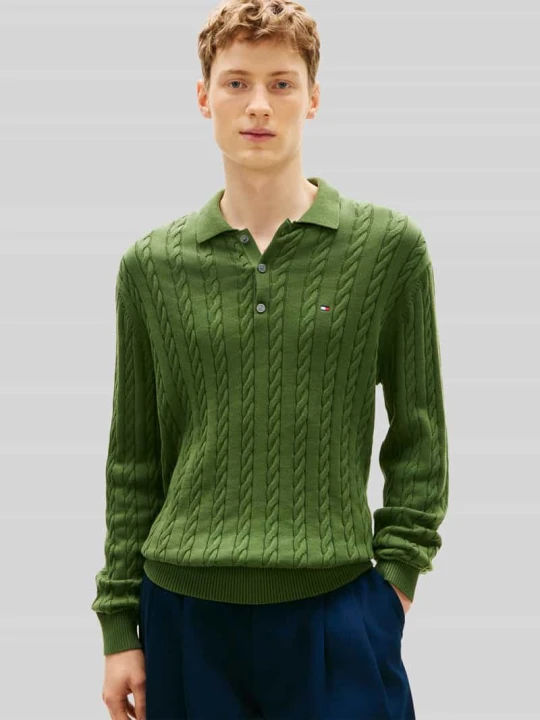 Zdjęcie produktu Regular Fit sweter dzianinowy z czystej bawełny Tommy Hilfiger Khaki