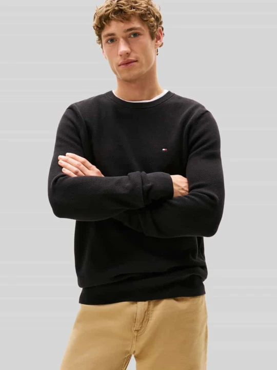 Zdjęcie produktu Sweter z dzianiny o kroju regular fit z czystej bawełny Tommy Hilfiger Czarny
