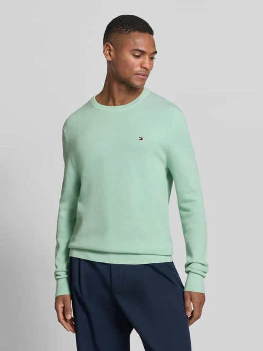 Zdjęcie produktu Regular Fit sweter dzianinowy z czystej bawełny Tommy Hilfiger Miętowy melanż