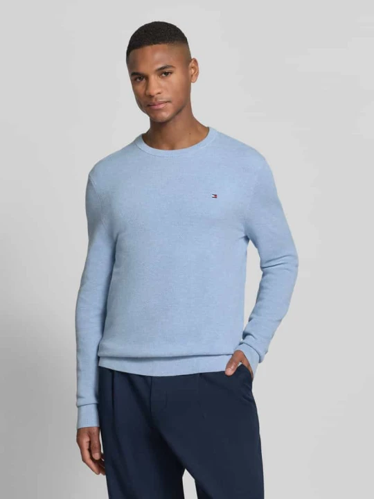 Zdjęcie produktu Regular Fit sweter dzianinowy z czystej bawełny Tommy Hilfiger Jasnoniebieski melanż