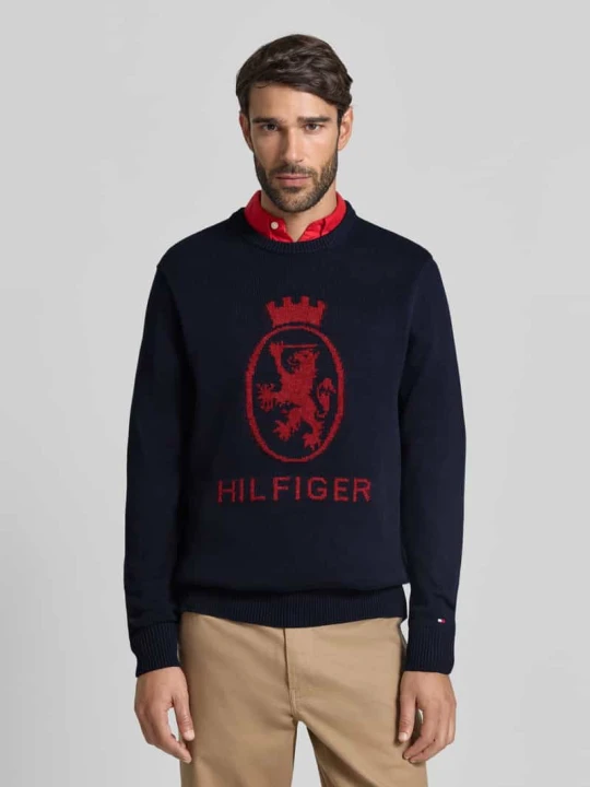 Zdjęcie produktu Sweter z dzianiny o kroju regular fit z czystej bawełny Tommy Hilfiger Granatowy