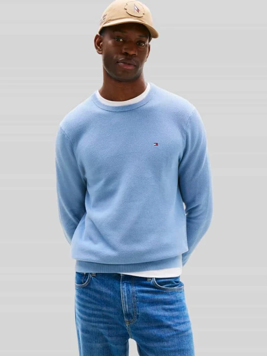 Zdjęcie produktu Sweter z dzianiny o kroju regular fit z czystej bawełny Tommy Hilfiger Jasnoniebieski