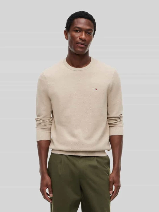 Zdjęcie produktu Sweter z dzianiny o kroju regular fit z czystej bawełny Tommy Hilfiger Beżowy melanż