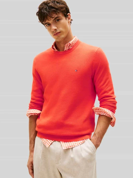 Zdjęcie produktu Sweter z dzianiny o kroju regular fit z czystej bawełny Tommy Hilfiger Pomarańczowy