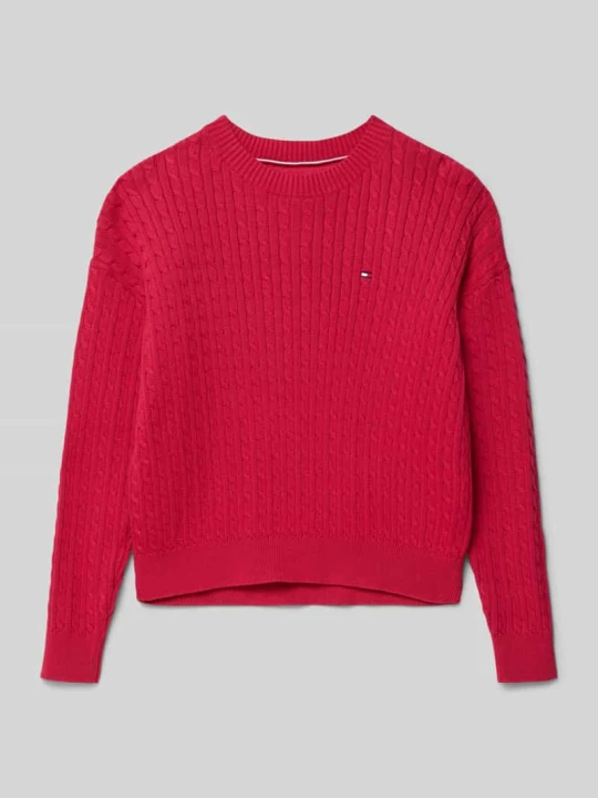 Zdjęcie produktu Sweter z dzianiny o kroju regular fit z czystej bawełny Tommy Hilfiger Wiśniowy