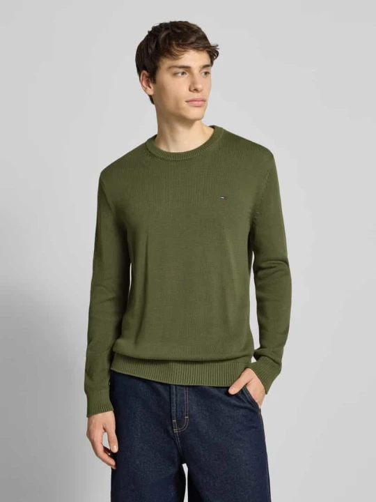 Zdjęcie produktu Sweter z dzianiny o kroju regular fit z czystej bawełny Tommy Jeans Oliwkowy