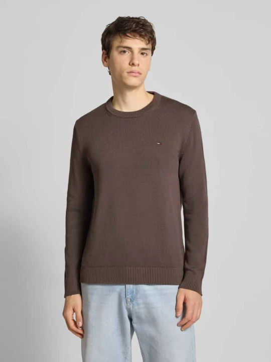 Zdjęcie produktu Sweter z dzianiny o kroju regular fit z czystej bawełny Tommy Jeans Ciemnobrązowy