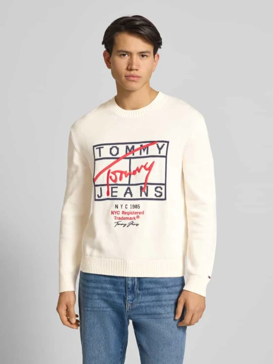 Zdjęcie produktu Sweter z dzianiny o kroju regular fit z czystej bawełny Tommy Jeans Złamany biały
