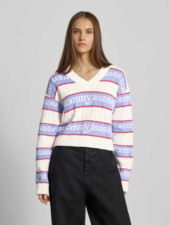 Zdjęcie produktu Sweter z dzianiny o kroju regular fit z czystej bawełny Tommy Jeans Złamany biały
