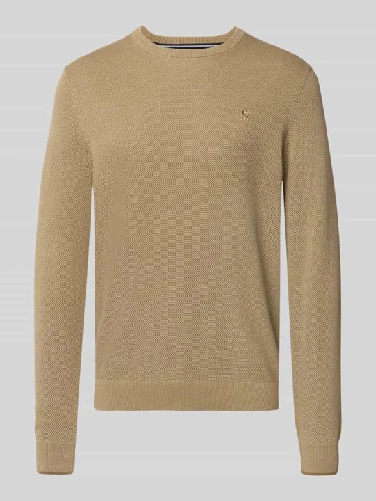 Zdjęcie produktu sweter z dzianiny o kroju regular fit z czystej bawełny z detalem z logo Lerros Czerwony