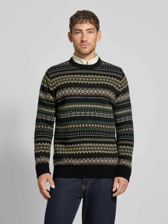 Zdjęcie produktu Sweter z dzianiny o kroju regular fit z czystej wełny model ‘ISLE CREW’ Barbour Czarny