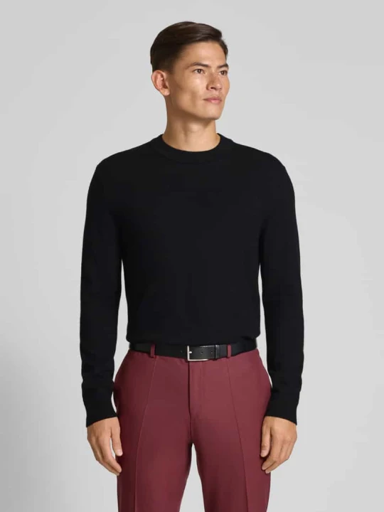 Zdjęcie produktu Sweter o kroju regular fit z dzianiny z czystej wełny merino model ‘TRAY’ Selected Homme Czarny