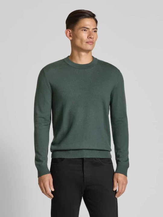 Zdjęcie produktu Sweter o kroju regular fit z dzianiny z czystej wełny merino model ‘TRAY’ Selected Homme Ciemnozielony