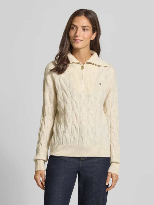 Zdjęcie produktu Bluza z kołnierzem o kroju regular fit z czystej wełny Tommy Hilfiger Écru