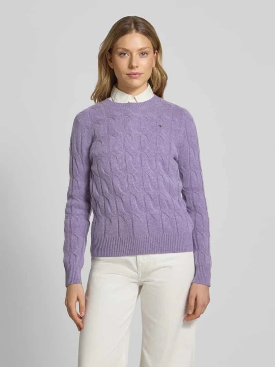 Zdjęcie produktu Sweter z dzianiny o kroju regular fit z czystej wełny Tommy Hilfiger Jasnofioletowy