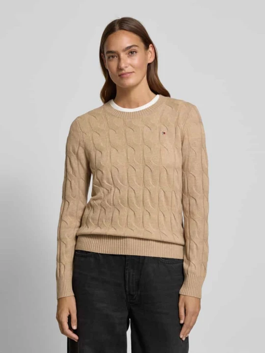 Zdjęcie produktu Sweter z dzianiny o kroju regular fit z czystej wełny Tommy Hilfiger Camel