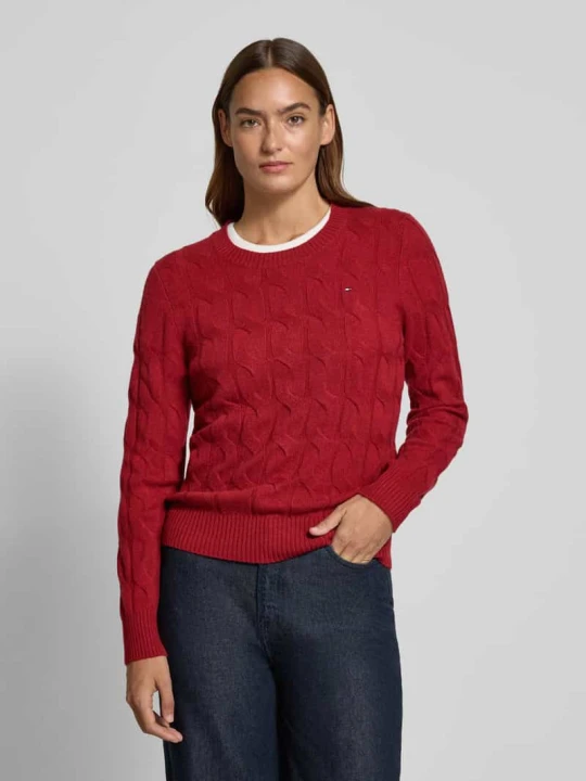 Zdjęcie produktu Sweter z dzianiny o kroju regular fit z czystej wełny Tommy Hilfiger Czerwony