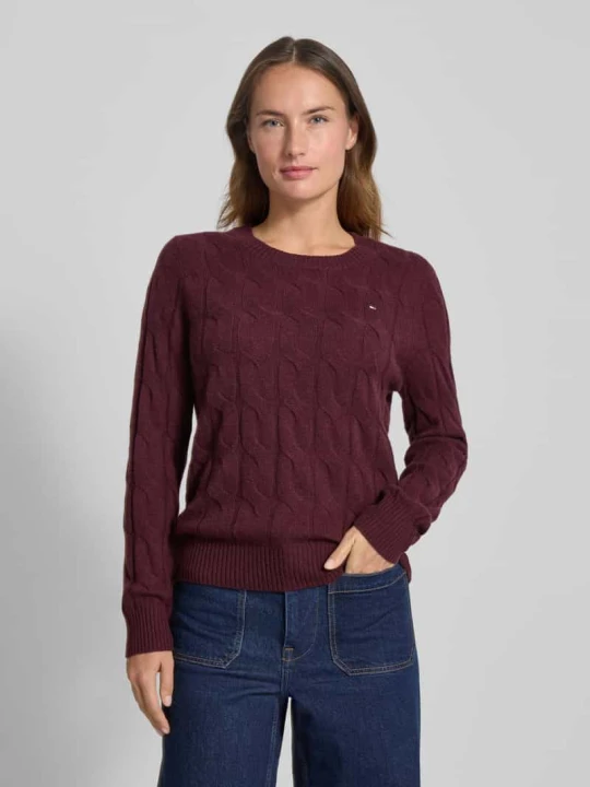 Zdjęcie produktu Sweter z dzianiny o kroju regular fit z czystej wełny Tommy Hilfiger Bordowy