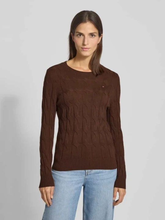 Zdjęcie produktu Sweter z dzianiny o kroju regular fit z czystej wełny Tommy Hilfiger Średniobrązowy