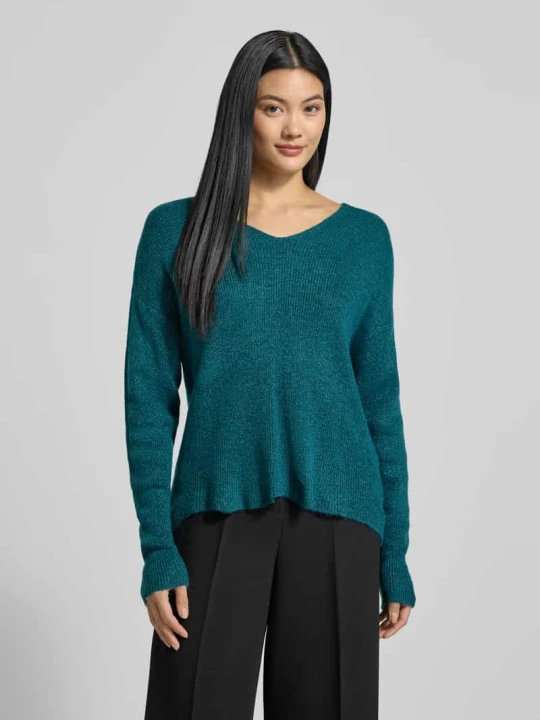 Zdjęcie produktu Sweter z dzianiny o kroju regular fit z dekoltem w serek model ‘CREWLEFILEGLITTER’ Vero Moda Petrol