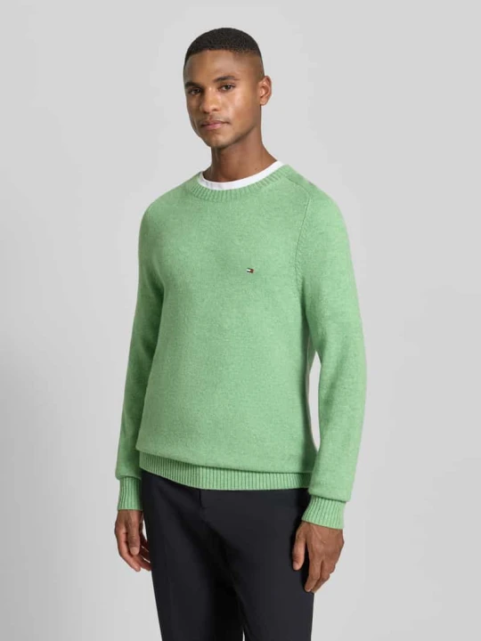 Zdjęcie produktu Sweter z dzianiny o kroju regular fit z delikatnej wełny Tommy Hilfiger Jasnozielony