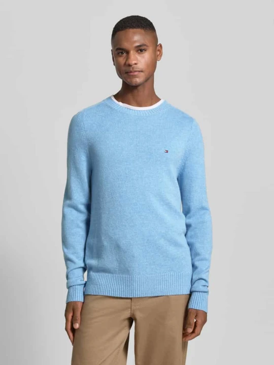 Zdjęcie produktu Sweter z dzianiny o kroju regular fit z delikatnej wełny Tommy Hilfiger Jasnoniebieski
