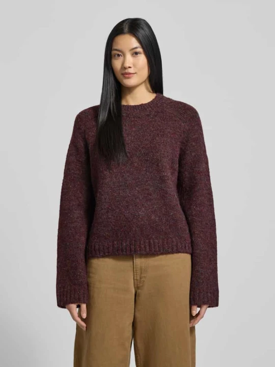 Zdjęcie produktu Sweter z dzianiny o kroju regular fit z dodatkiem wełny model ‘INGRID’ Vero Moda Bordowy melanż
