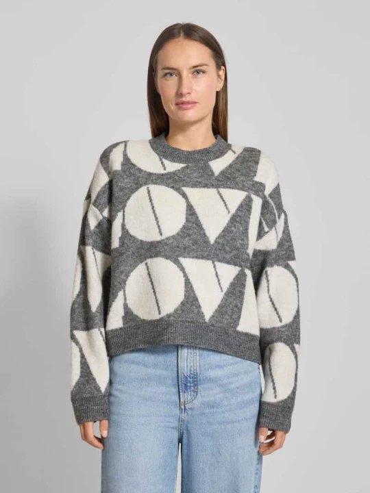 Zdjęcie produktu Sweter z dzianiny o kroju regular fit z dodatkiem wełny model ‘LOVE’ Vero Moda Jasnoszary melanż