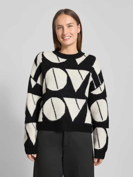 Zdjęcie produktu Sweter z dzianiny o kroju regular fit z dodatkiem wełny model ‘LOVE’ Vero Moda Czarny