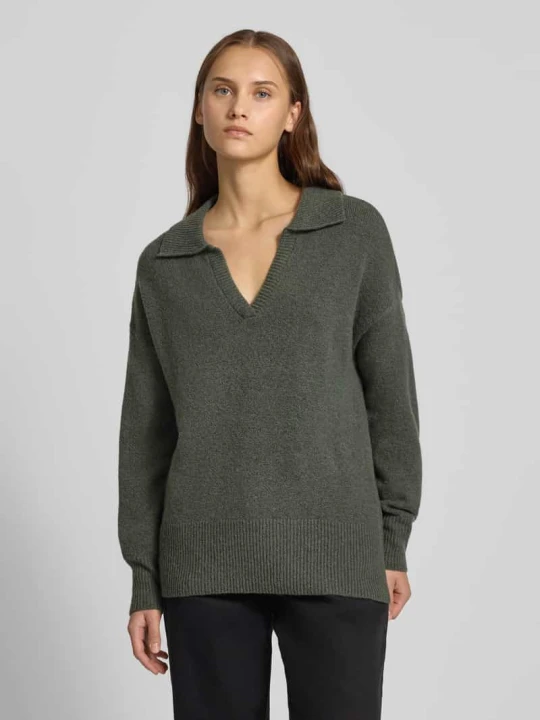 Zdjęcie produktu Sweter z dzianiny o kroju regular fit z dodatkiem wełny, model „MALOU” Pieces Ciemnoszary melanż