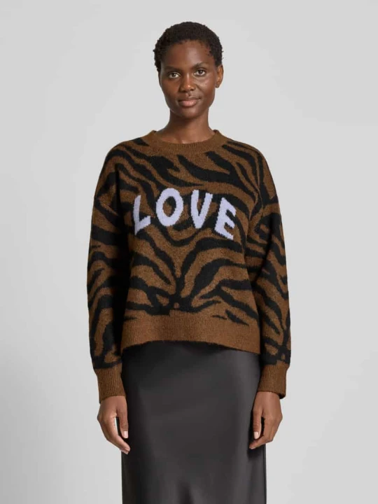 Zdjęcie produktu Sweter z dzianiny o kroju regular fit z dodatkiem wełny model ‘NEWKAI’ Vero Moda Koniakowy melanż