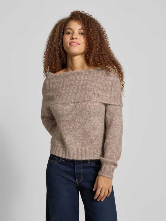 Zdjęcie produktu Sweter z dzianiny o kroju regular fit z dodatkiem wełny model ‘SHINE’ Only Piaskowy melanż
