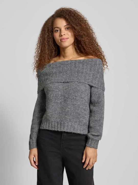 Zdjęcie produktu Sweter z dzianiny o kroju regular fit z dodatkiem wełny model ‘SHINE’ Only Średnioszary melanż