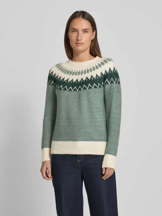 Zdjęcie produktu Sweter z dzianiny o kroju regular fit z dodatkiem wełny model ‘SIMONE’ Vero Moda Trzcinowy