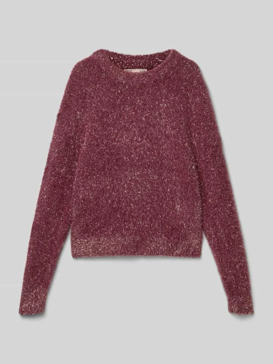 Zdjęcie produktu Sweter z dzianiny o kroju regular fit z efektem błyszczącym model ‘PIUMO GLITTER’ Only Bordowy