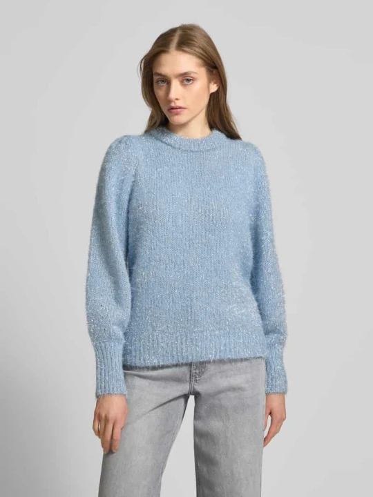 Zdjęcie produktu Sweter z dzianiny o kroju regular fit z efektowną przędzą model ‘ANNI’ Only Jasnoszary