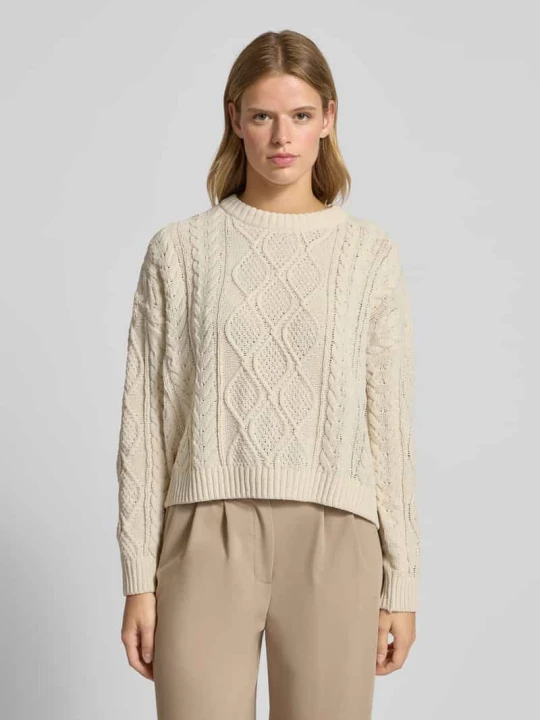 Zdjęcie produktu Sweter z dzianiny o kroju regular fit z fakturowanym wzorem model ‘ELLY’ Only Écru