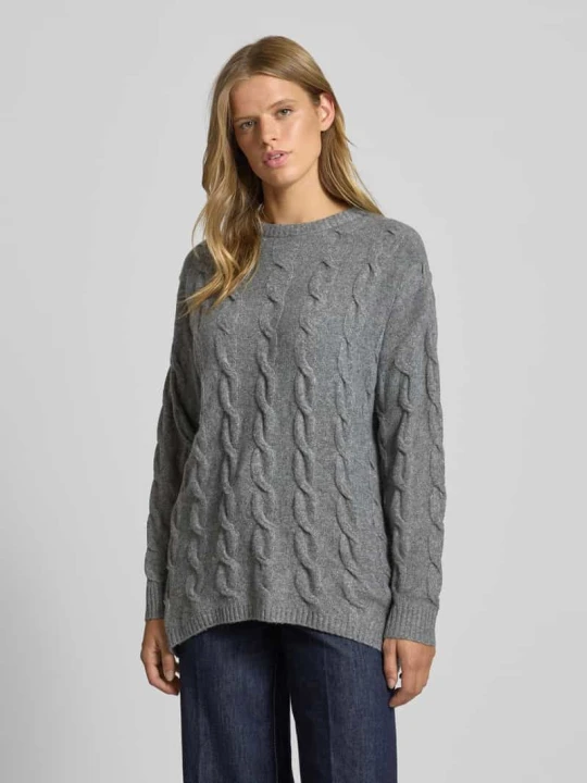 Zdjęcie produktu Sweter z dzianiny o kroju regular fit z fakturowanym wzorem model ‘JEANETTE’ Only Średnioszary melanż