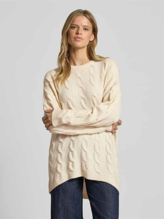 Zdjęcie produktu Sweter z dzianiny o kroju regular fit z fakturowanym wzorem model ‘JEANETTE’ Only Złamany biały