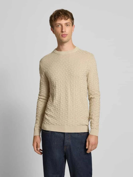 Zdjęcie produktu Sweter z dzianiny o kroju regular fit z fakturowanym wzorem model ‘KALLE’ Only & Sons Beżowy