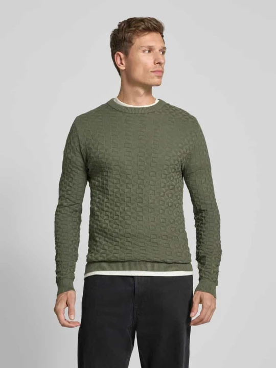 Zdjęcie produktu Sweter z dzianiny o kroju regular fit z fakturowanym wzorem model ‘KALLE’ Only & Sons Oliwkowy